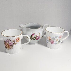 Crown Trent Staffordshire China Mugs & Karolina Porcelain Milk Jug